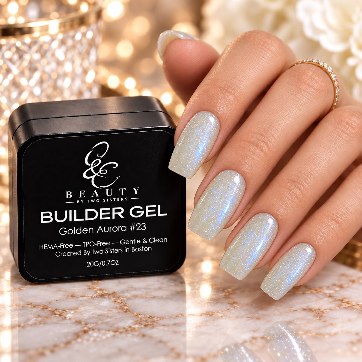 Golden Aurora on nails